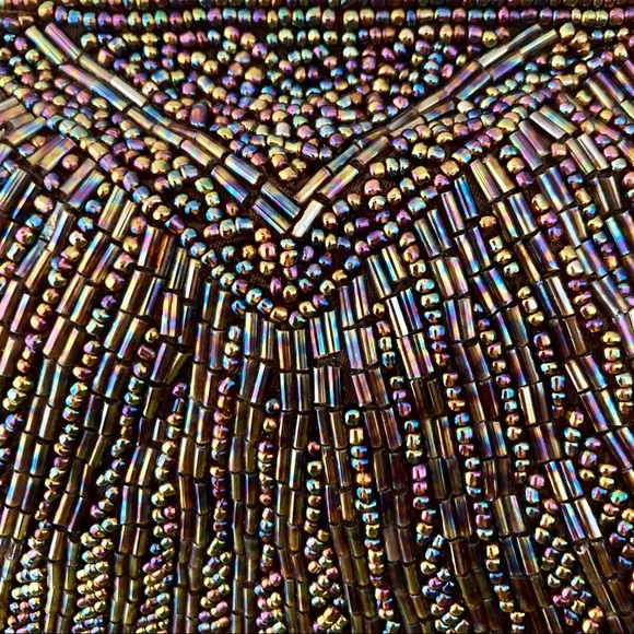 Vintage Jenny Buchanan Beaded Seashell Evening Bag with Gold Chain Strap - Picture 5 of 5